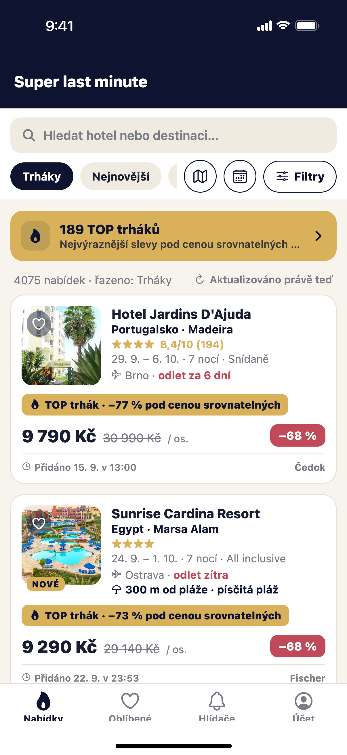 Appka Lastora: Feed trháků