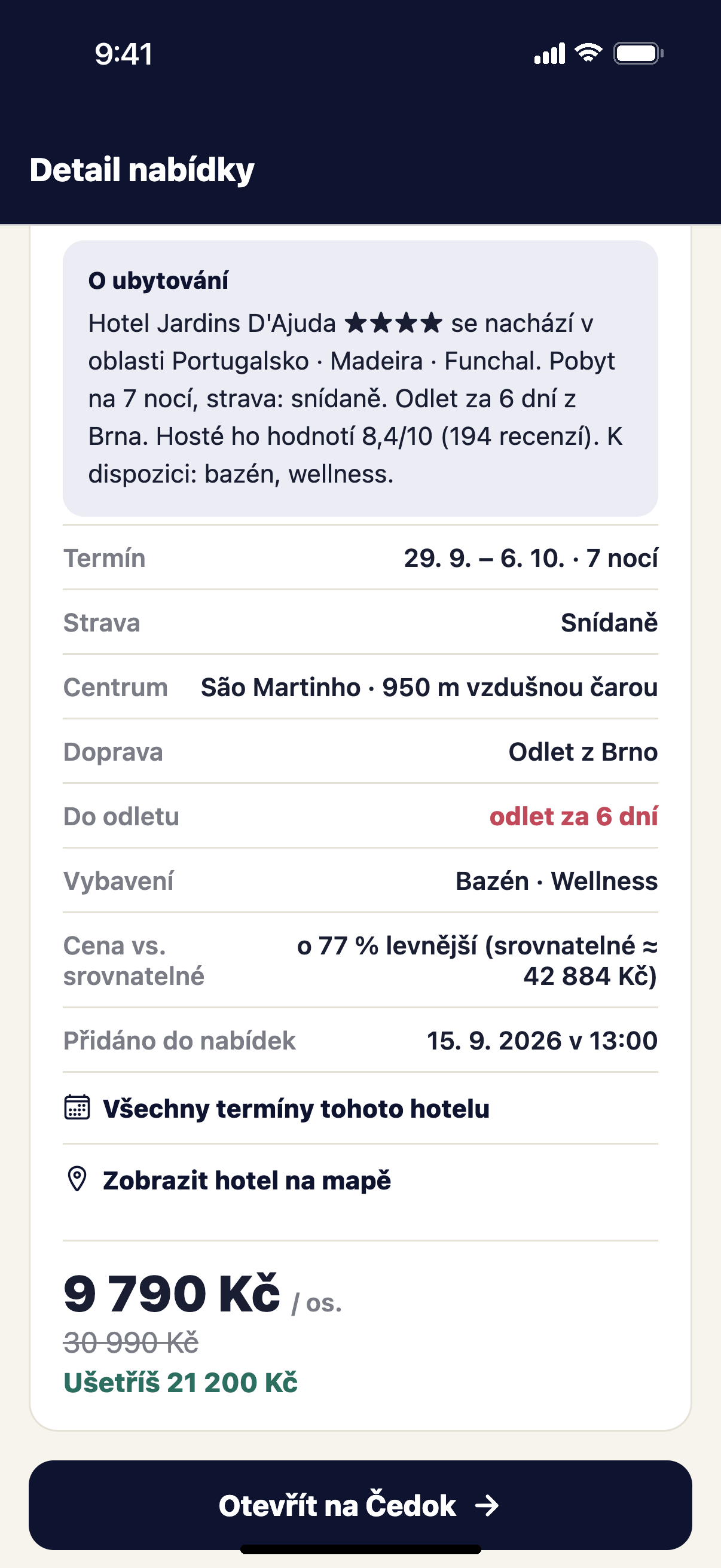Appka Lastora: Detail nabídky a srovnání s cenou srovnatelných zájezdů